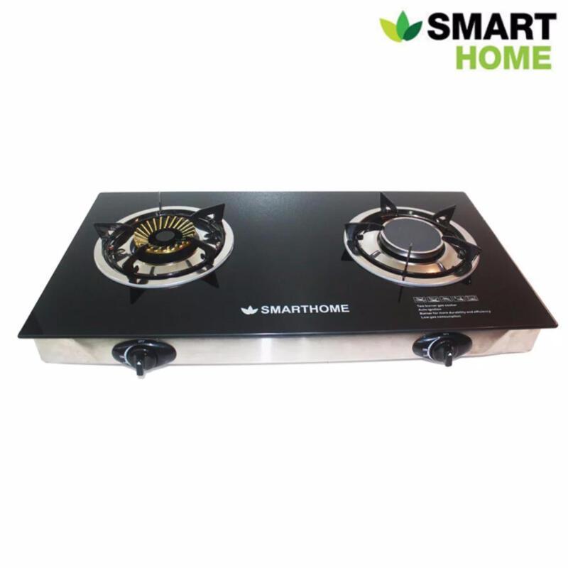 SMARTHOME เตาแก๊สหัวคู่หน้ากระจกนิรภัย รุ่น SM-GA2H-01 หัวทองเหลืองและอินฟราเรด