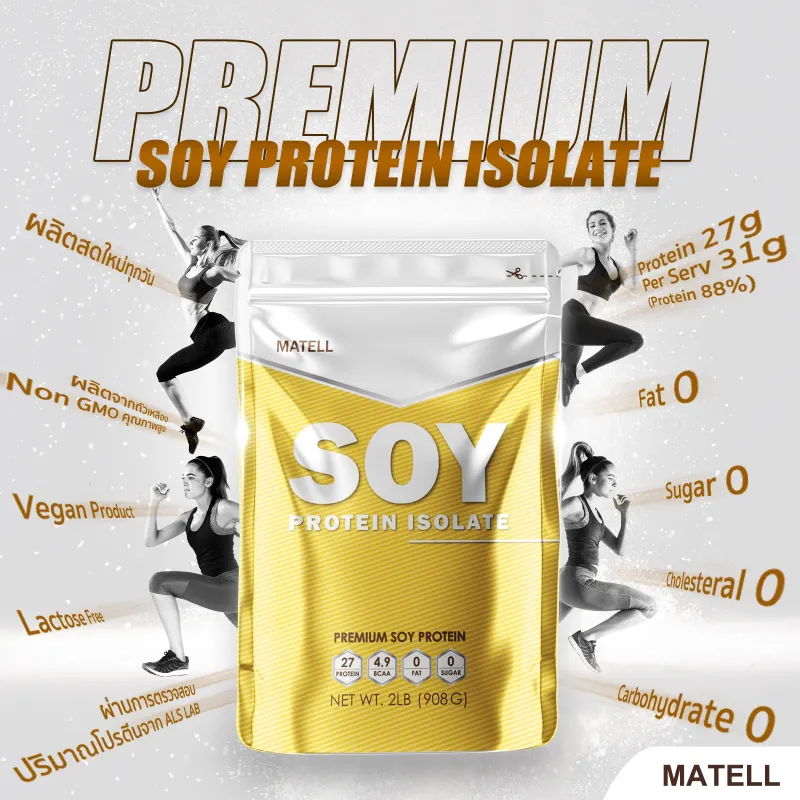 ภาพสินค้าSoy Protein Isolate ถั่วเหลือง ซอย โปรตีน ไอโซเลท Non Whey เวย์ plant base แถม แก้วเชค สุ่มสี Shaker 600 ml จากร้าน MATELL บน Lazada ภาพที่ 2