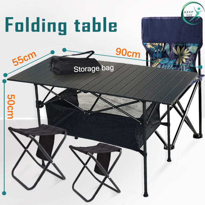 KEEP FIT โต๊ะปิคนิค โต๊ะพับ โต๊ะพับอลูมิเนียม เก้าอี้พับพกพา เก้าอี้พกพา  โต๊ะพกลางแจ้งแบบพกพา ง่ายต่อการพกพาและพับได้อย