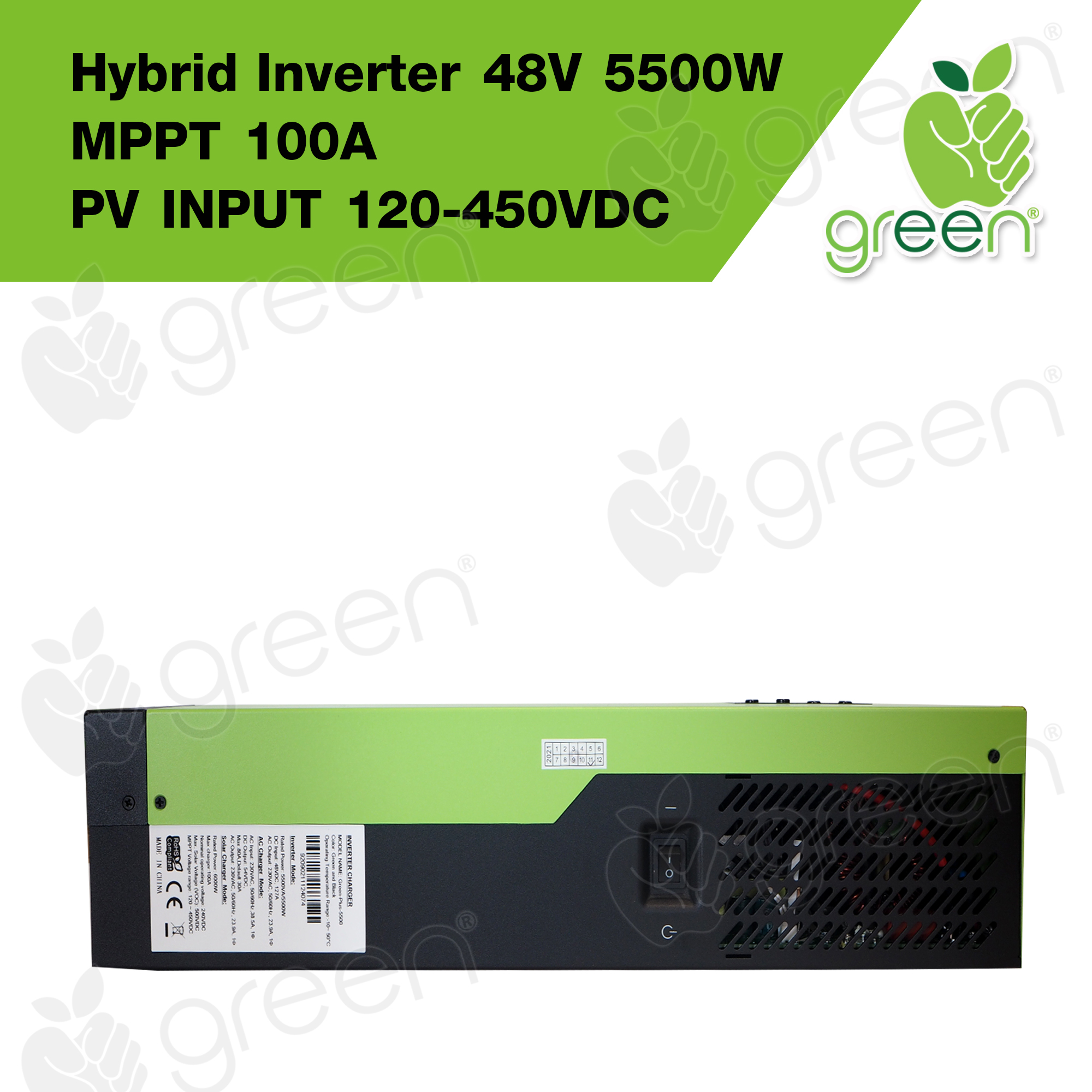 อินเวอร์เตอร์ inverter hybrid off grid 48V 5500W MPPT 100A PV INPUT 120 ...