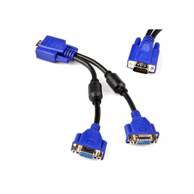 สาย y vga Splitter cable 1ออก2 จอ ， 1 computer to 2 monitor （3+6 cable） black