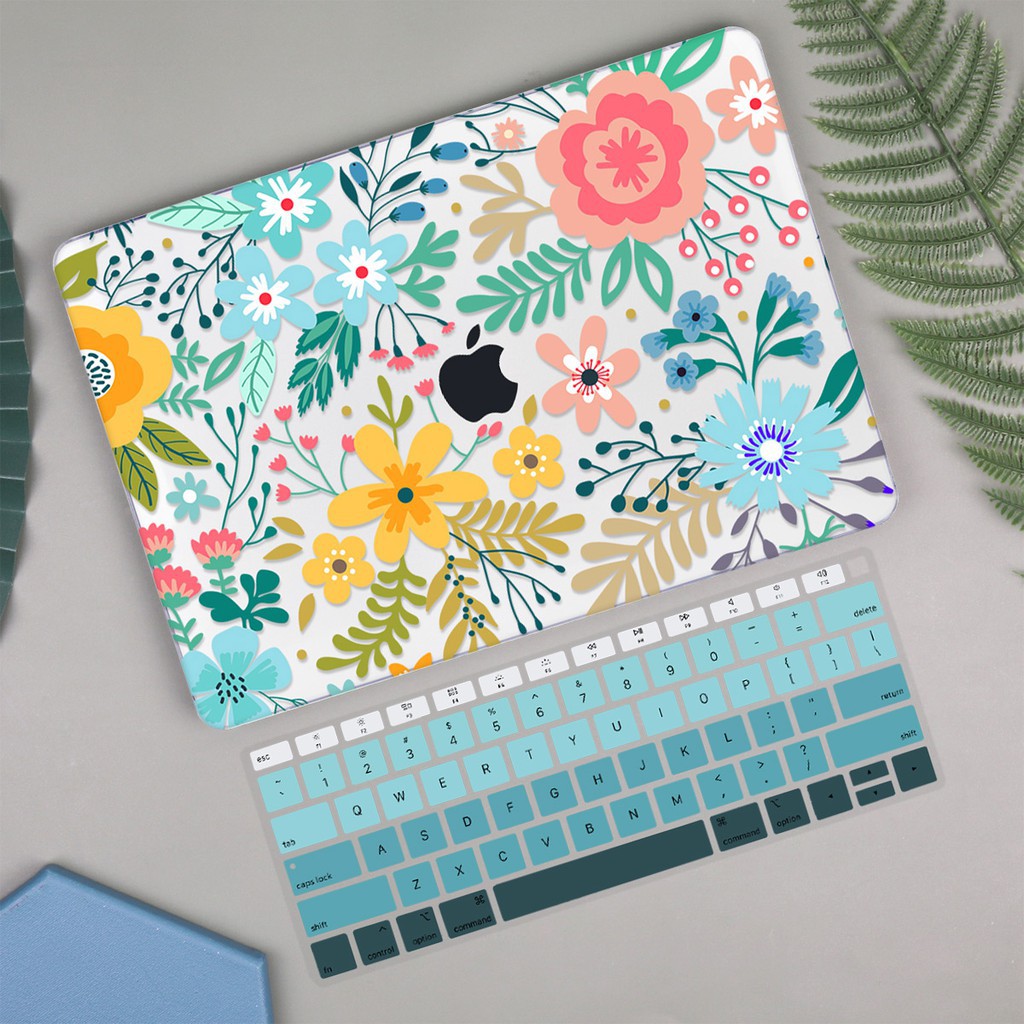 Colourful Flower Print Apple MacBook case for Macbook Pro 13 A1708 A1706 A1989 A2159 Pro 15 A1707 A1990 Air 11 12 inch A1534 Air 13 A1466 A1369 A1932 MacBook case with Keyboard Cover