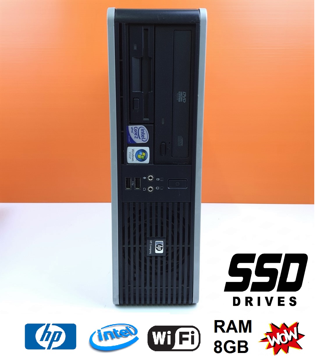 HP Compaq dc7900 Small Form Factor-CPU intel E8400 3.0GHz -RAM 8GB -HDD SSD 120GB -Wi-Fi