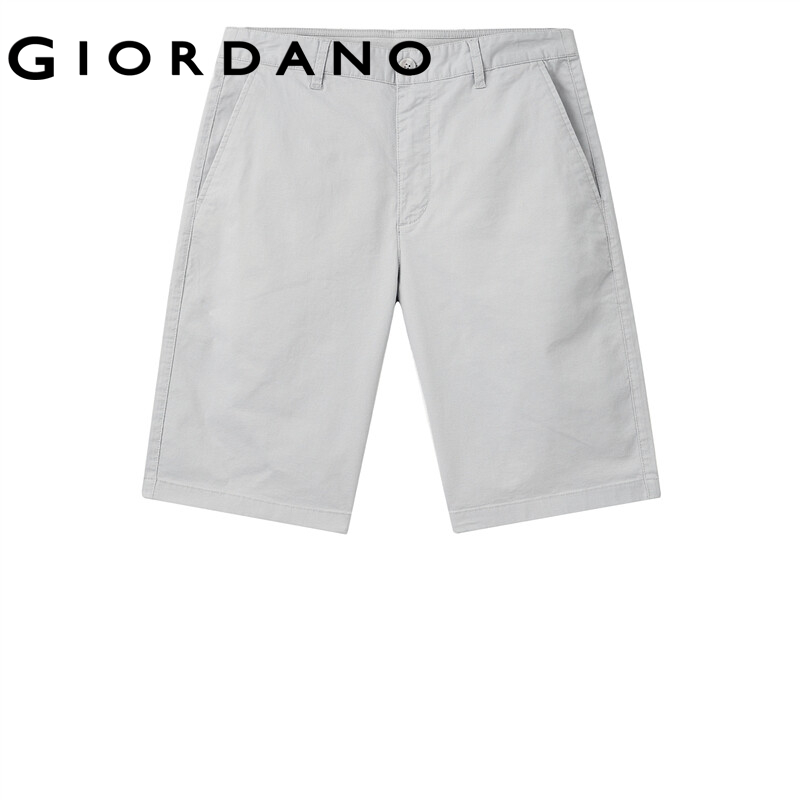 Giordano Men กางเกงขาสั้นลำลองเอวต่ำผ้าฝ้ายยืดสีอ่อนบริสุทธิ์ Free Shipping 01101341