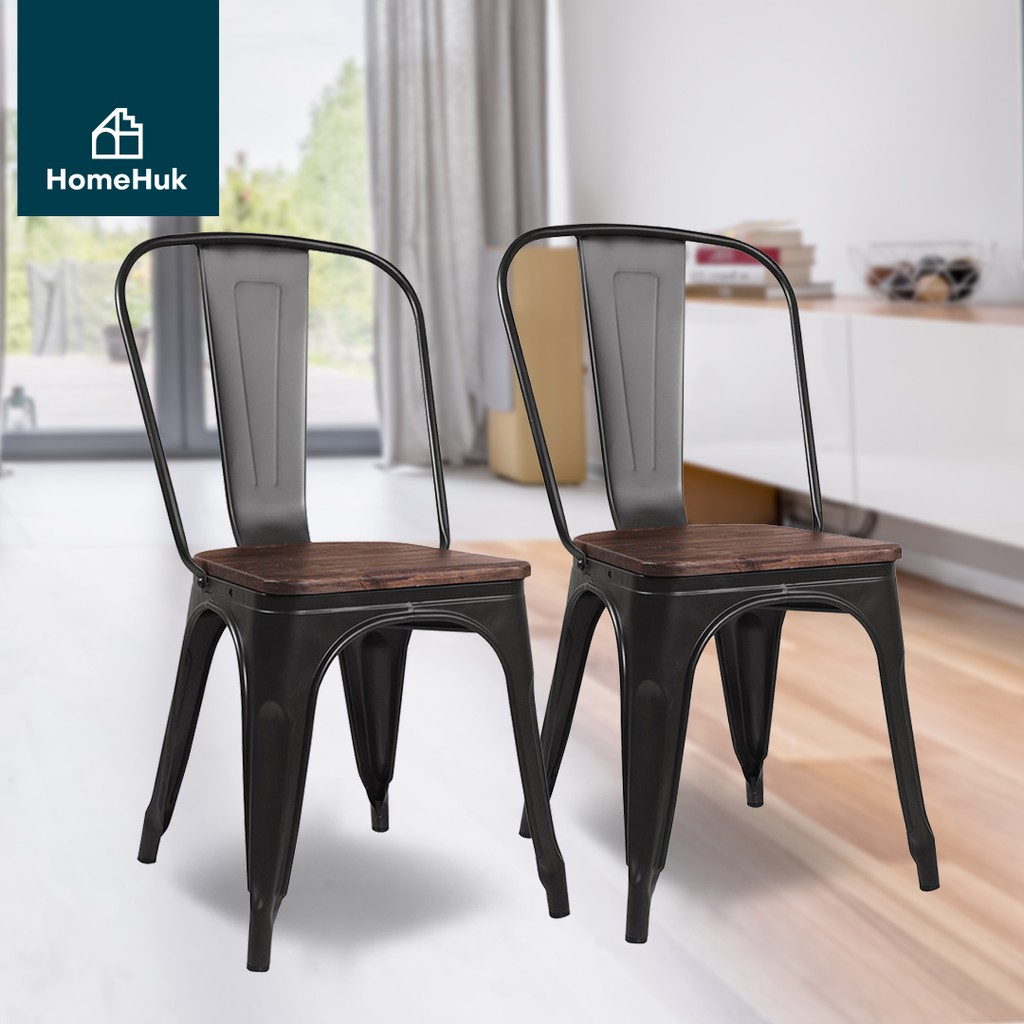 [ส่งฟรี 1แถม1 มาใหม่] HomeHuk เก้าอี้เหล็ก ที่นั่งไม้ ซ้อนได้ 43x45x85 cm เก้าอี้กินข้าว เก้าอี้คาเฟ่ เก้าอี้ร้านอาหาร