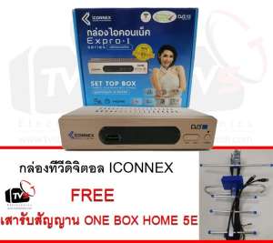 ICONNEX Expro-I กล่องรับสัญญาณดิจิตอลทีวี FullHD1080 แถม เสารับสัญญาน One Box Home พร้อมสาย10เมตร