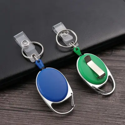 GIRAF Unisex Portable Belt Clip Key Ring Chain Clips Badge Reel ID Lanyard Name Tag Card Holder Retractable Pull Keychain