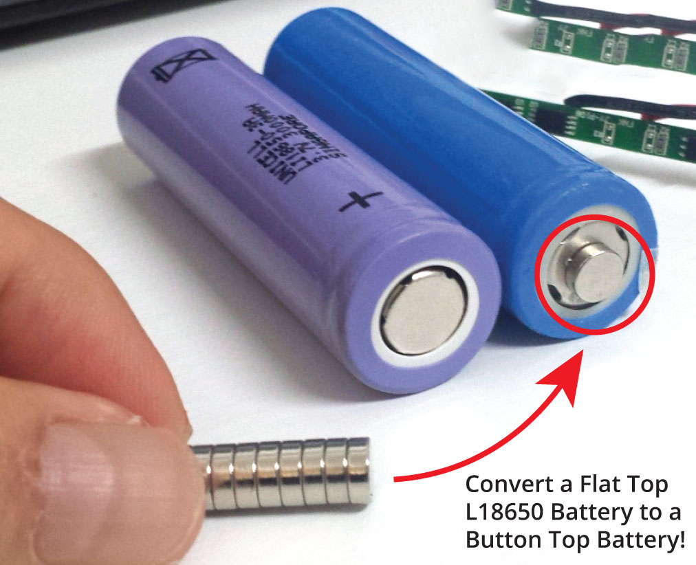 4 ชิ้น x แม่เหล็กแปลงหัวถ่านแบน BATTERY SPACER TAB MAGNETS Convert Flat Tops to Button Tops Batteries Adapter (not include batteries)