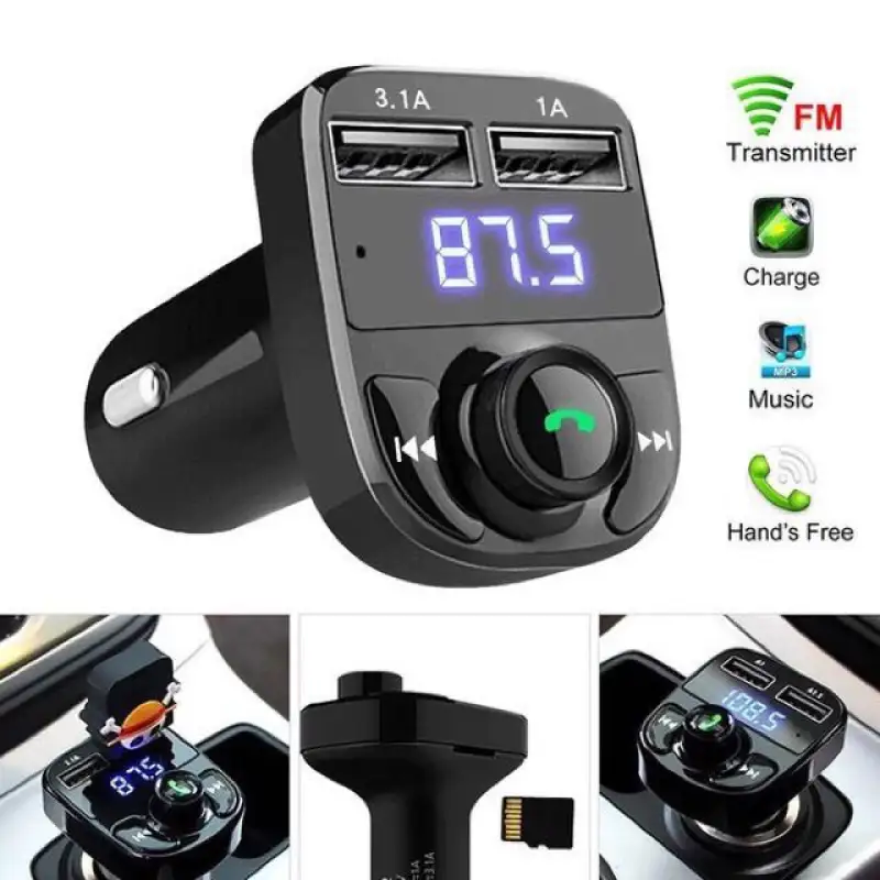 ภาพสินค้าส่งจากไทย X8 Dual USB Car Charger เครื่องเล่น MP3 FM Transmitter บลูทูธติดรถยนต์ จากร้าน 189 Shop บน Lazada ภาพที่ 1