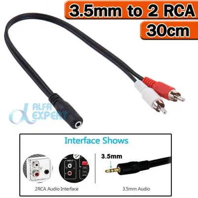 สายแปลง 3.5mm Stereo Female to 2 RCA Male Jack Adapter Audio Y Cable Splitter 2RCA Adapter Cable Conversion Line