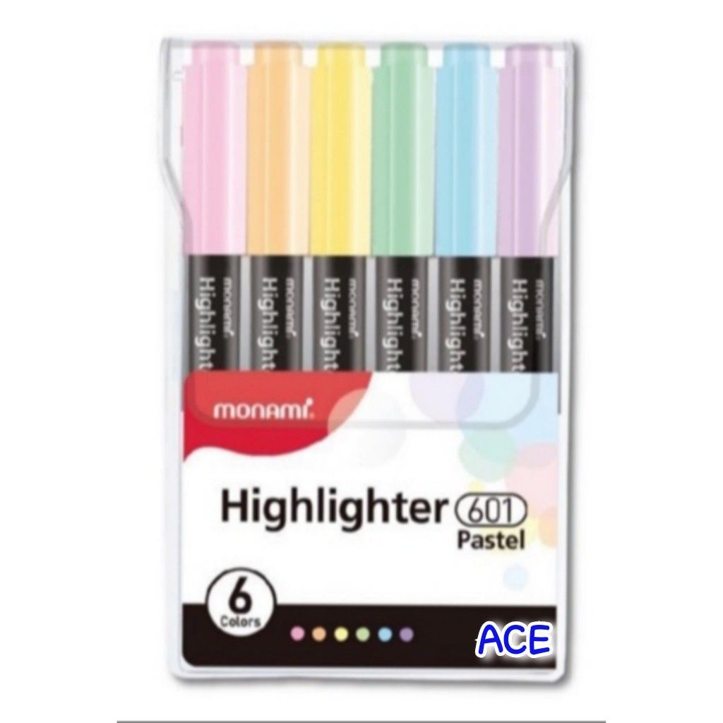 ปากกาเน้นข้อความ สีพาสเทล Monami Highlighter 601 (เซต 6 สี)