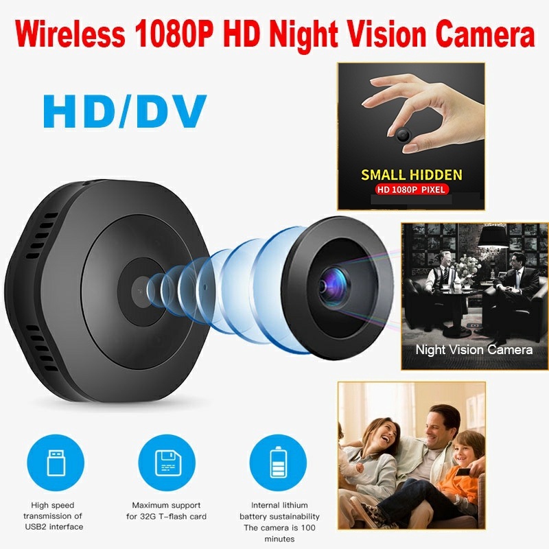 กล้องรักษาความปลอดภัย ขนาดเล็ก Wifi Hd 1080P Spy Cam Night Vision Ip