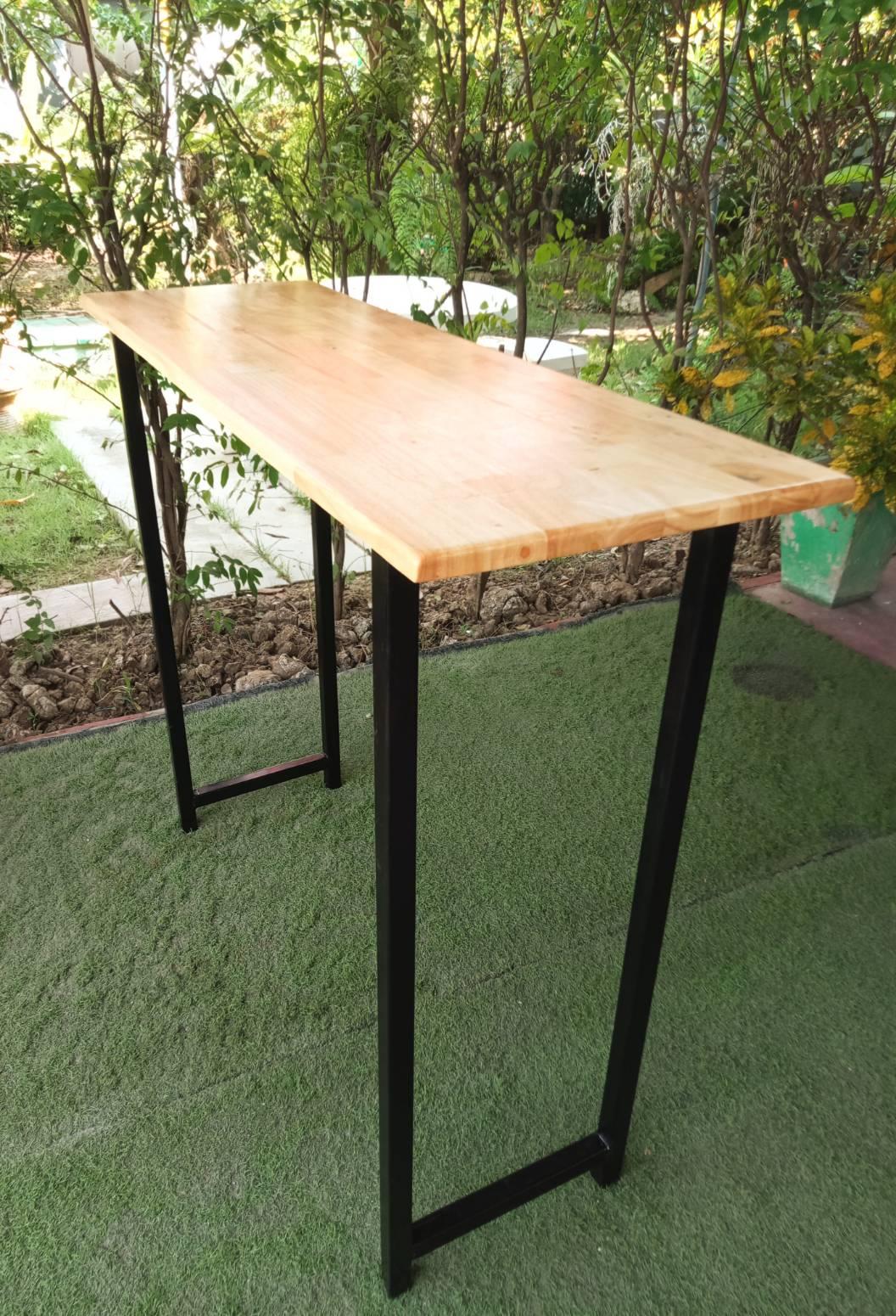 โต๊ะบาร์ไม้ยางพารา ขาเหล็ก สไตล์ลอฟท์ 40x120x100 ซม. รุ่น TM10040-0001