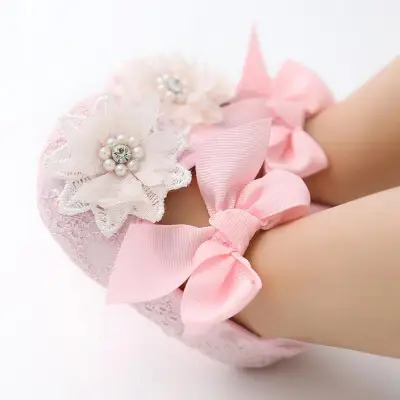 loveingbaby Baby Girl Infants Lace Flower Princess Shoes Floral Headwear Headband Photography Props Set