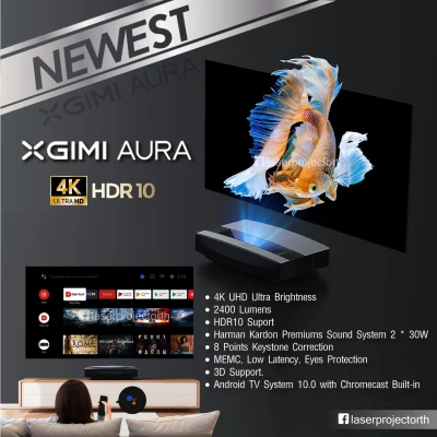XGIMI Aura 4K Laser Ultra Short Throw Projector, 2400 ANSI, Harman Kardon Speaker, Android TV 10.0