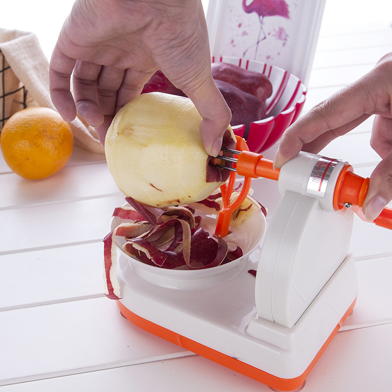 เครื่องปอกแอปเปิ้ลแบบมือหมุนที่ใช้ในครัวเรือน มีดปอกเปลือกด้วยมือที่ใช้งานได้จริง เครื่องมือปอกเปลือกแอปเปิ้ลสแตนเลสแบบมือหมุนเครื่องปอกเปลือกแอปเปิ้ล