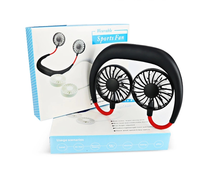 แนะนำ พัดลมพกพา lazy sport fan พัดลมคล้องคอUSB แบบพกพา พัดลม7ใบพัด(T