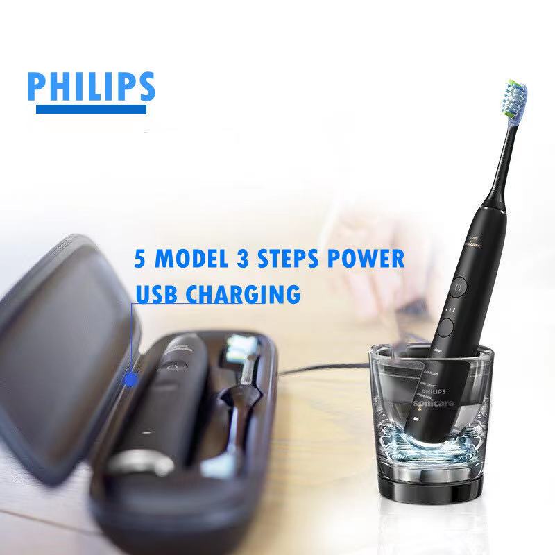 แปรงสีฟัน แปรงสีฟันพร้อมแอพ DiamondClean ฉลาด มีการฝึกสอนส่วนบุคคล เซ็นเซอร์หัวแปรงอัจฉริยะ การจดจำหัวแปรงอัจฉริยะ ปรับได้ 5 โหมด Philips sonicare