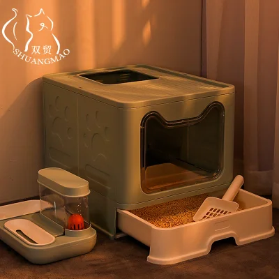 Bathroom cat foldable not เปลืองที่ pickup sand cat removable cleaning have Cat Litter Tray