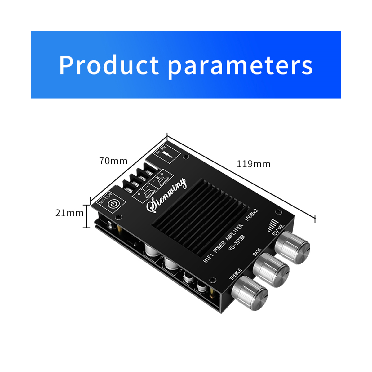 150Wx2 TDA7498E Audio Amplifier Board Stereo Audio Amplifier Board Bluetooth Audio Amplifier Board Stereo Treble Bass Bluetooth Audio Power Amplifier Module Dual Channel Heat Sink