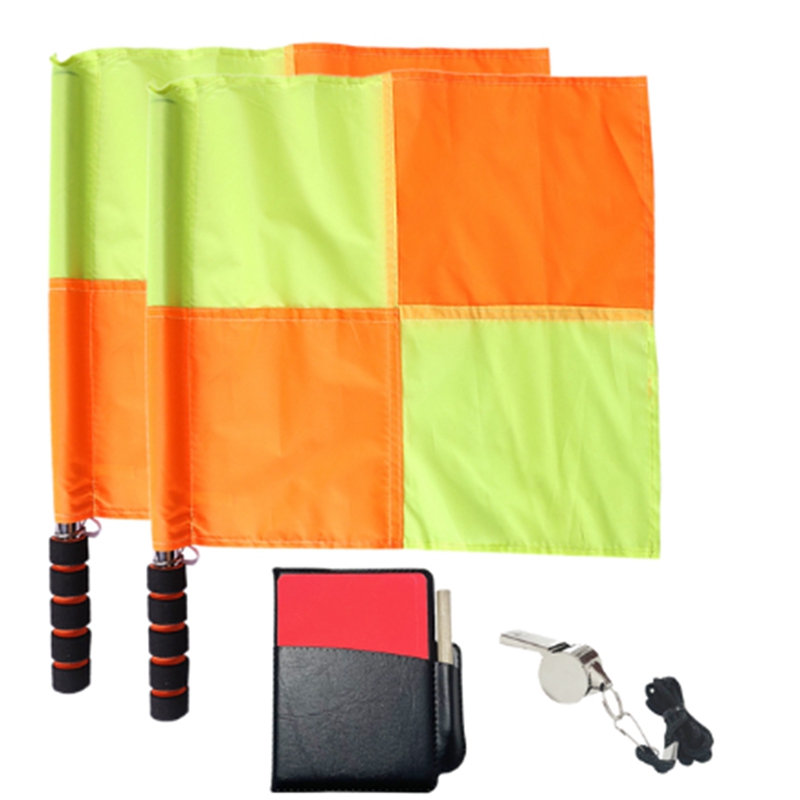 Soccer Referee Flag Set with Notebook and Pencil Coach Referee Stainless