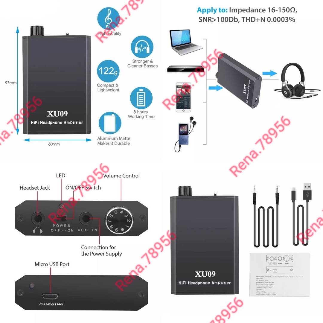 Earphone Amplifier Rechargeable High Performance Stereo XU09 Portable