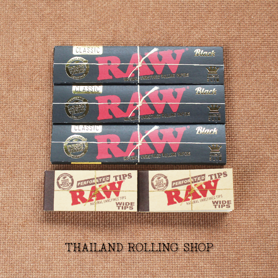 ชุดกระดาษ+ฟิลเตอร์ RAW Classic Black Set Kingsize Slim Paper+Tips Fast Shipping