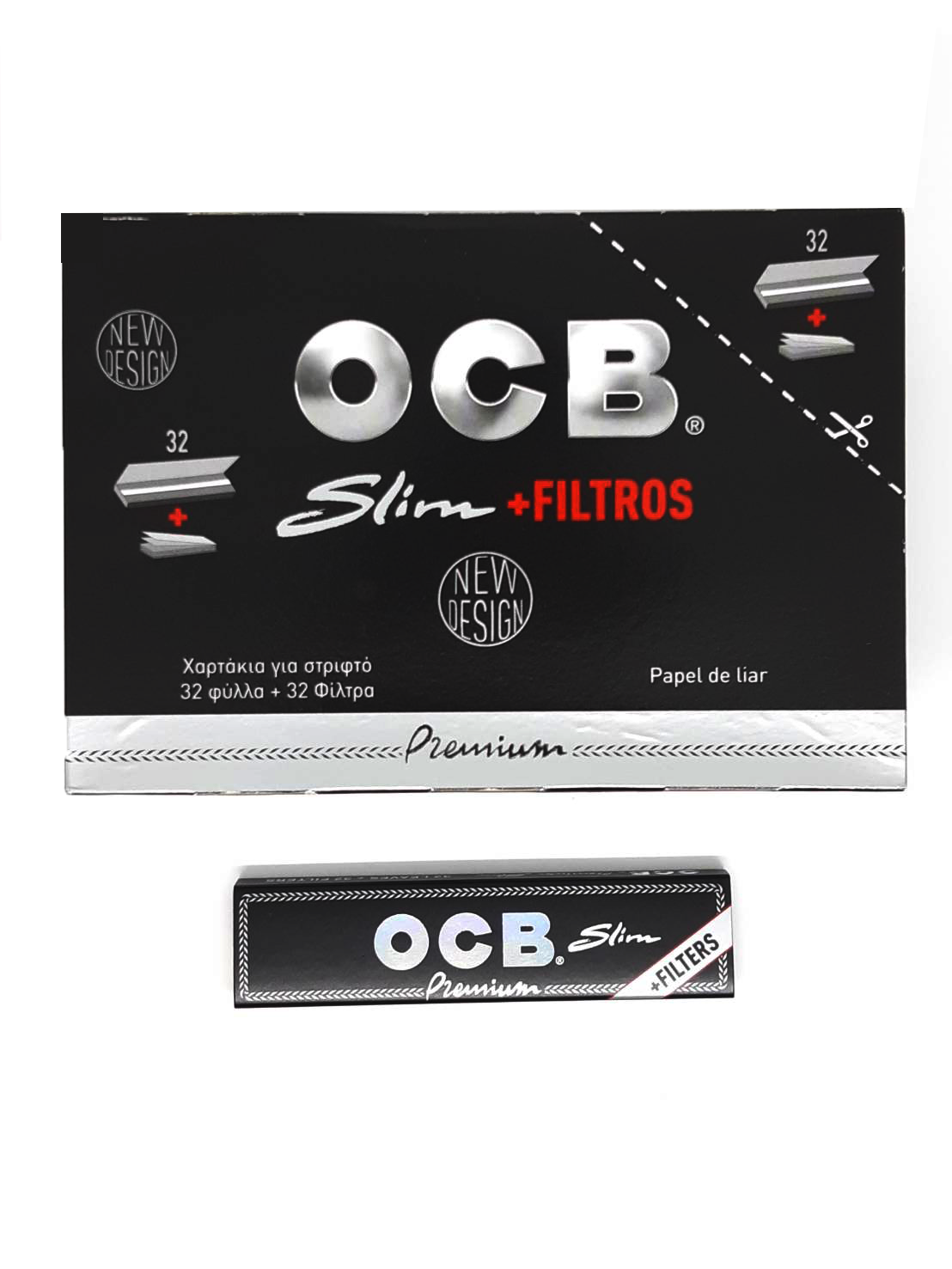 กระดาษมวน OCB Premium + tips ไซส์ใหญ่ พร้อมก้นกรอง (1 X 32 ชิ้น)