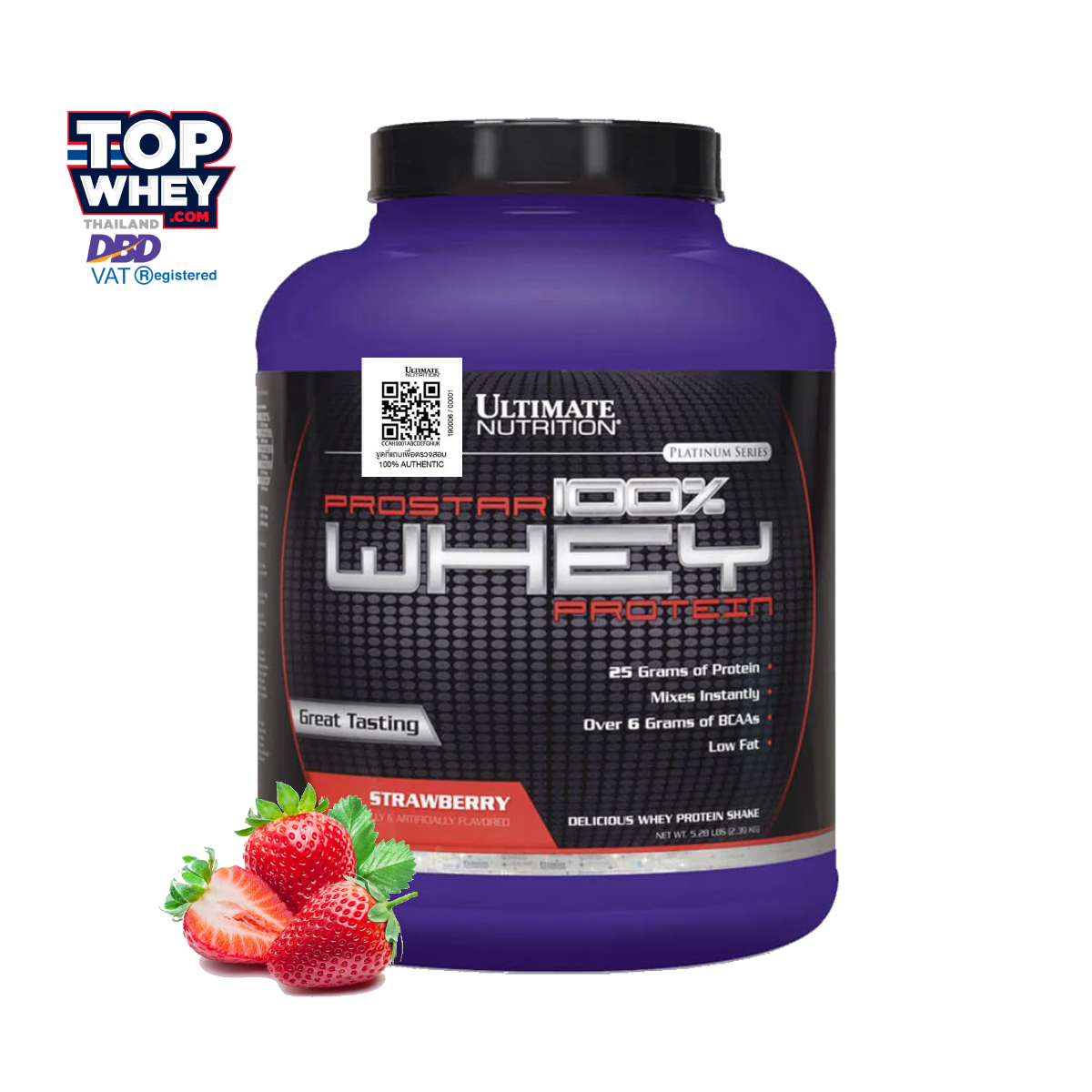 Ultimate Nutrition ProStar Whey Protein 5.28lbs – Strawberry – เวย์โปรตีนเสริมสร้างกล้ามเนื้อ   ฟื้นฟู-ซ่อมแซมกล้ามเนื้อที่สึกหรอ  มีกรดอะมิโนจำเป็นมากกว่า 20 ชนิด  สามารถทานระหว่างมื้ออาหาร ก่อน-หลังออกกำลังกาย