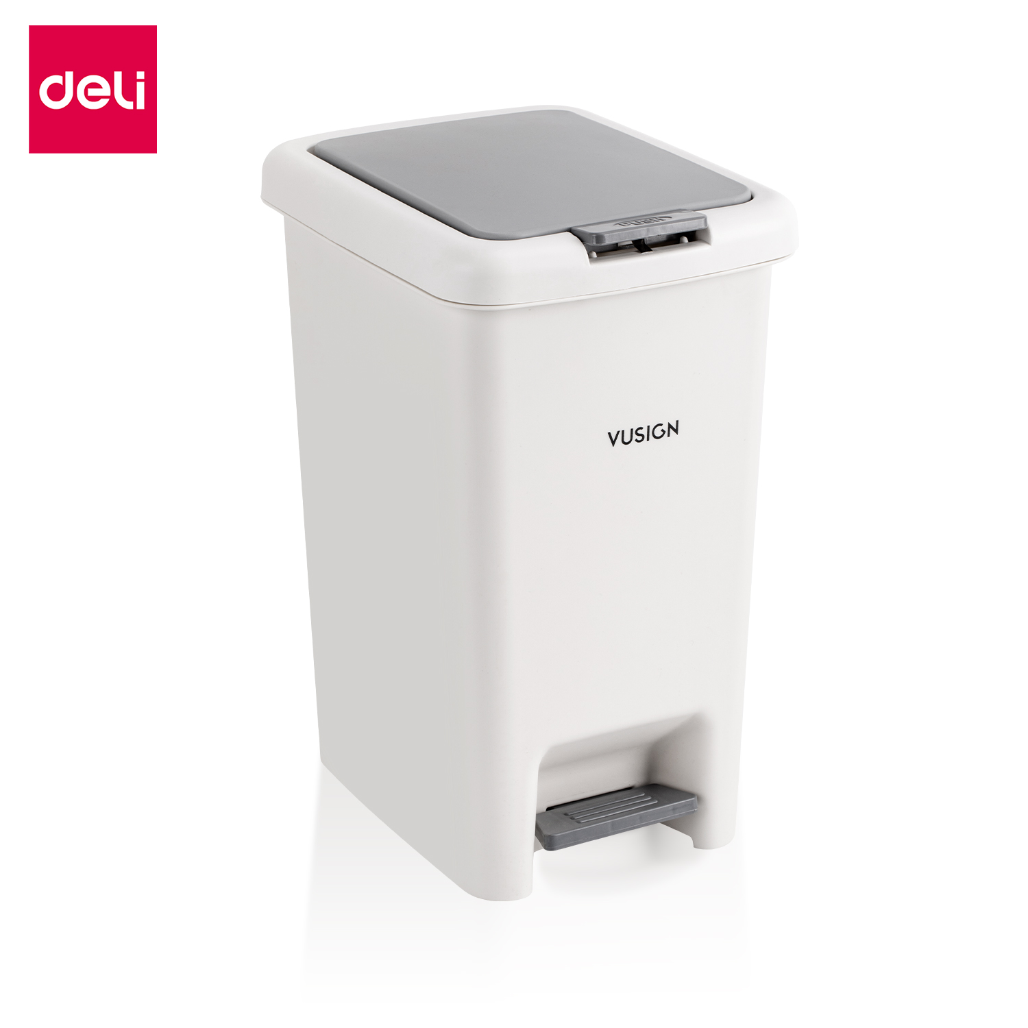 Deli ถังขยะ ถังขยะแบบมีแป้นเหยียบ กันน้ำ มีขอบถังยึดถุงขยะ ฝาปิดสนิท ไร้กลิ่นรบกวน ขนาด 10/15 ลิตร วัสดุหนาพิเศษ ทนทาน Trash can ราคา 298 บาท*ส่งฟรี
