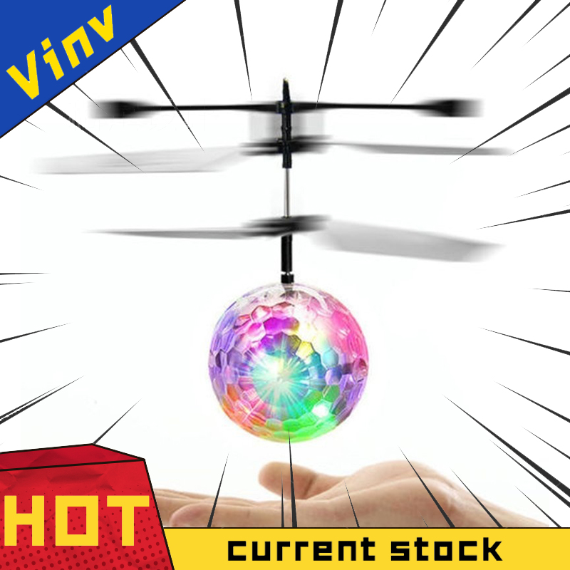 Vinv เด็กส่องสว่างเมจิกไฟฟ้าบินบอลเฮลิคอปเตอร์ที่มีสีสันกระพริบไฟ LED อินฟราเรดเซ็นเซอร์ของเล่นของขวัญ
