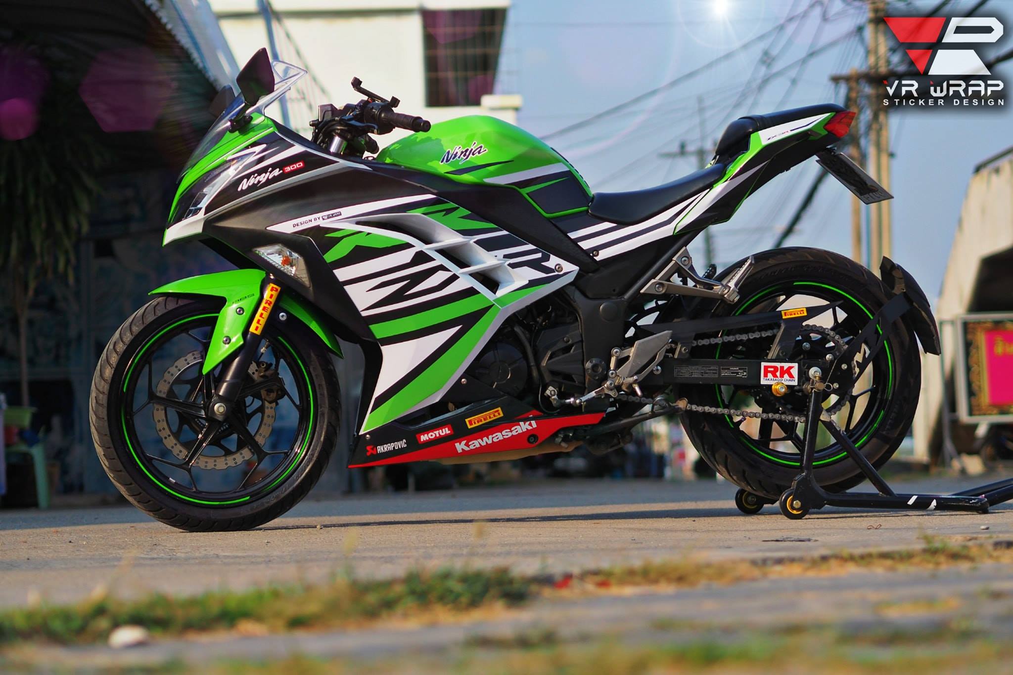 สติ๊กเกอร์ Kawasaki Ninja 250 / 300 ลาย RR Racing v.2 (ปรับเป็นสีอื่นได้)