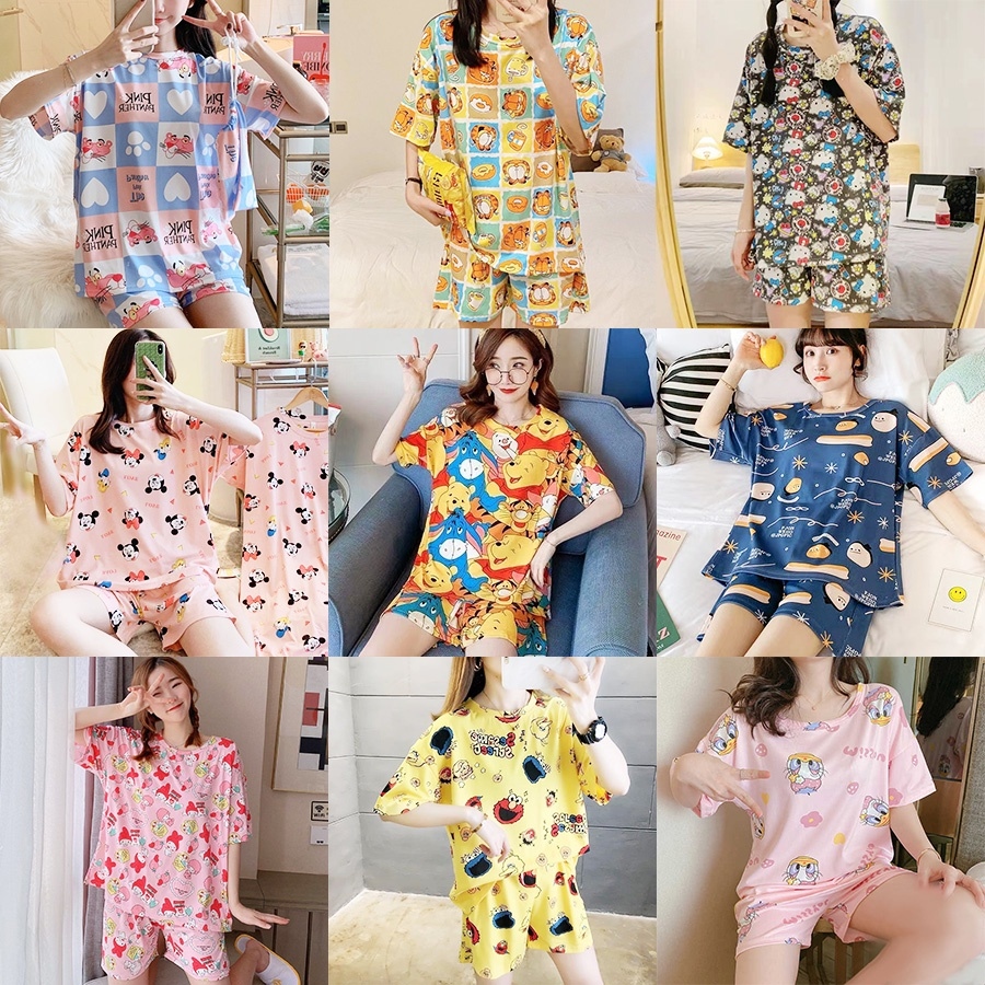 ชุดนอน ชุดนอนผู้หญิง ชุดนอนแขนสั้น ชุดนอนแขนสั้นขาสั้น ชุดนอนการ์ตูน ...