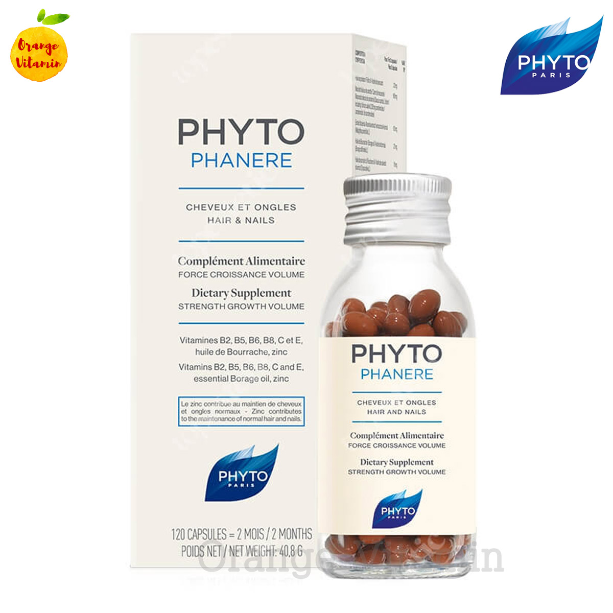 ฟีโทฟาแนร์ Phyto Paris Phytophanere 120 Capsules วิตามินรวมสำหรับผมและเล็บ
