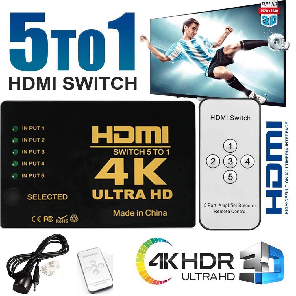 SALE 4K 5 in 1 out HDMI Switch Hub Splitter ของแท้ เพิ่มช่อง HDMI อุปกรณ์เพิ่มช่อง HDMI เครื่อง HDMI Switcher ตัวแยก HDMI #คำค้นหาเพิ่ม USB Lightning to VGA MacBook HDMI Splitter WiFi Display Ethernet Network