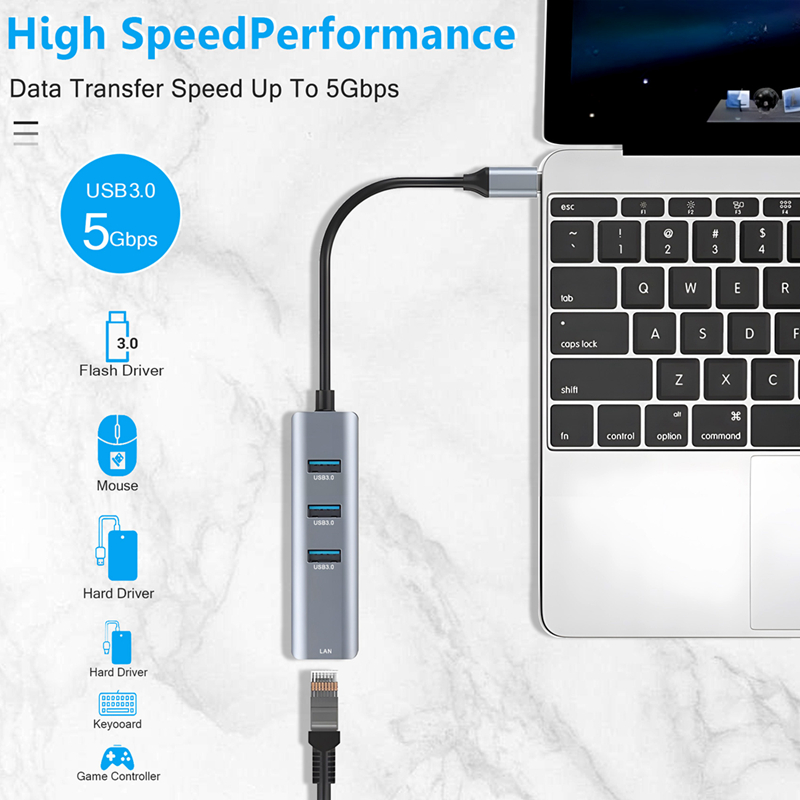 USB C to Ethernet Adapter,RJ45 to USB C for Thunderbolt 3/Type-C Gigabit Ethernet LAN Network Adapter for MacBook Pro