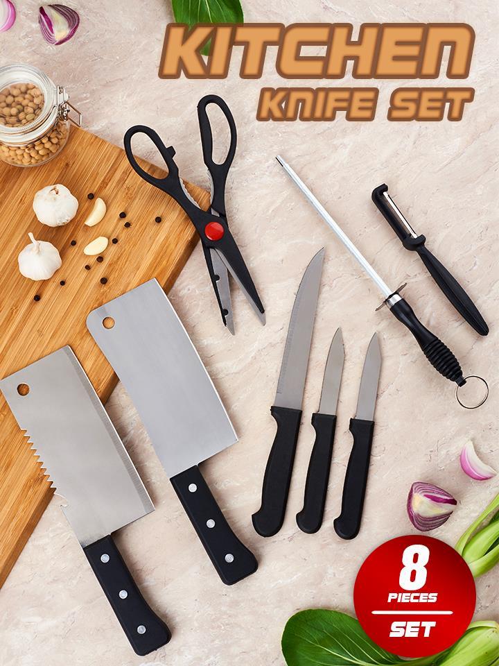 ชุดมีดและอุปกรณ์ทำครัวเซ็ต 8 ชิ้น