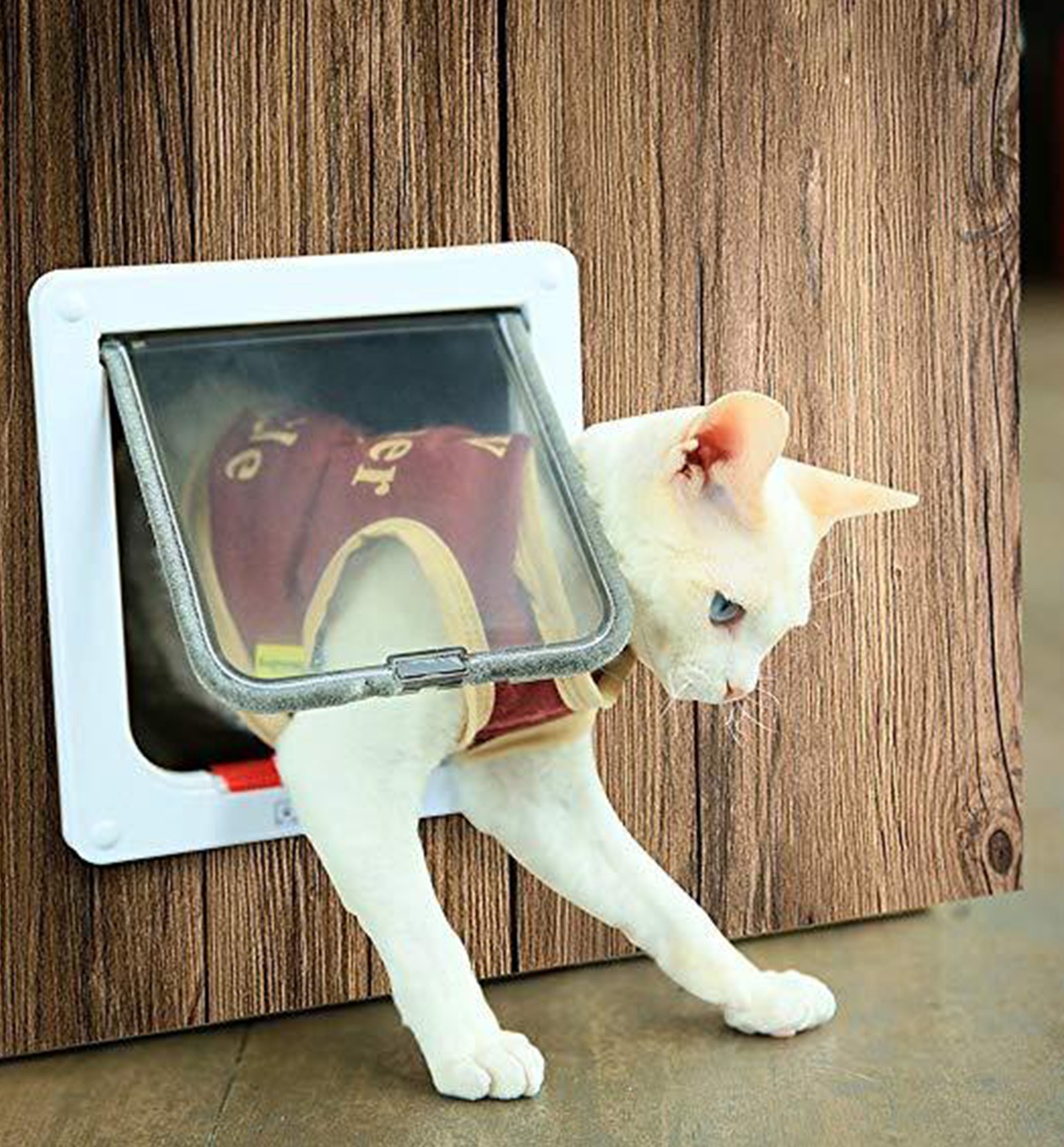 ประตูแมว ประตูหมา ประตูสุนัข สำหรับพันธุ์เล็ก ประตูกันแอร์ออก ประตูแมวเข้าออกบ่อย Pet Door Kit for Cats and Small Dogs with Telescopic Frame, Installing Easily