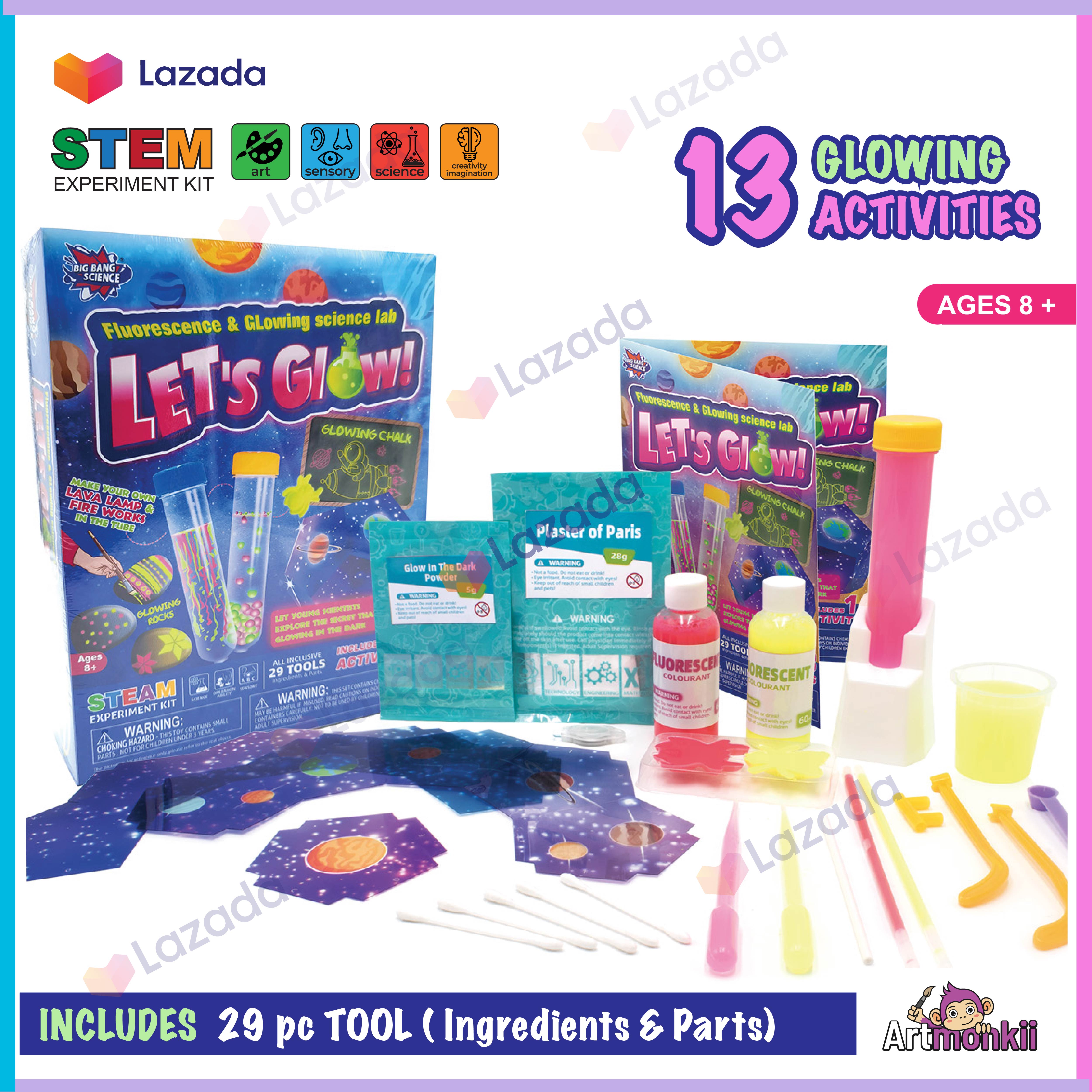 Let's Glow 13 experiment kit, Stem kit, Science Kit, Educational toys, Kids craft kits, Kids crafts, Kids art and crafts, craft, Kids toys, stem toy,