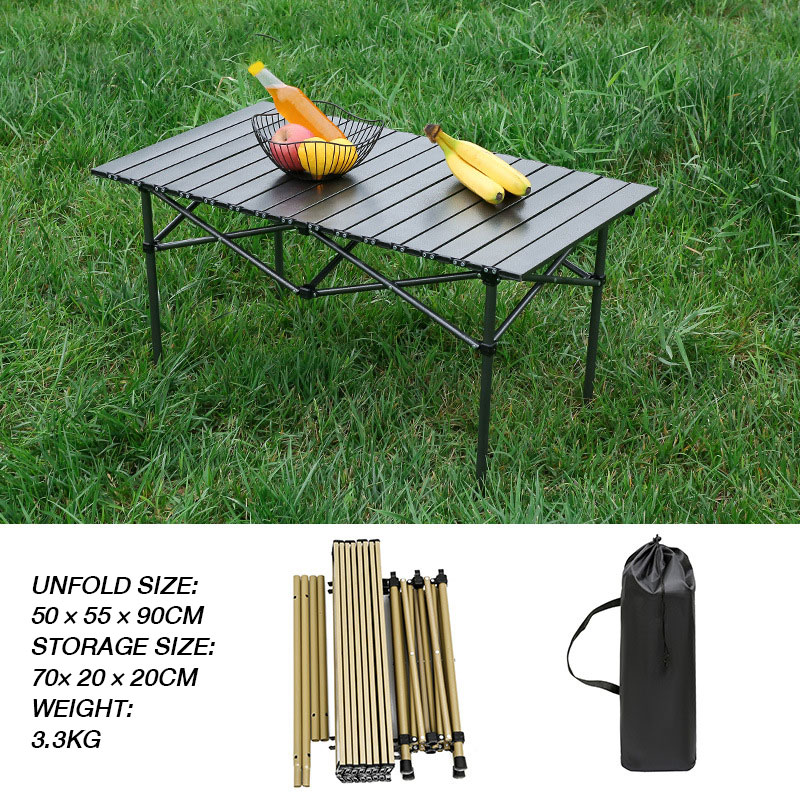 KOETSU🏕️ Outdoor carbon steel egg roll table, portable camping aluminum alloy folding table, barbecue camping stall car table