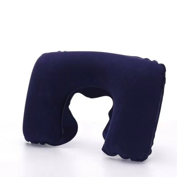 หมอนรองคอ กำมะหยี่ แบบเป่าลม สำหรับเดินทาง Travel U# Shape Neck Rest Air Inflatable Pillow