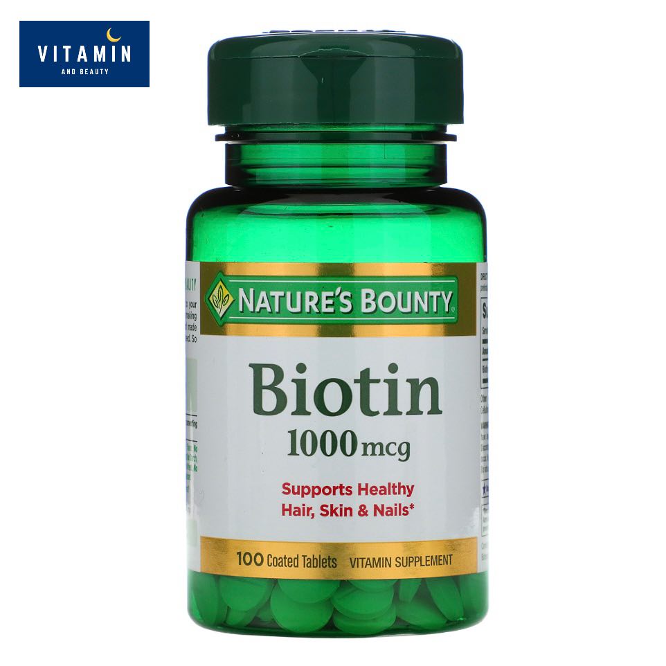 วิตามินบำรุงผม Nature's Bounty, Biotin, 1000mcg, 100 Coated Tablets