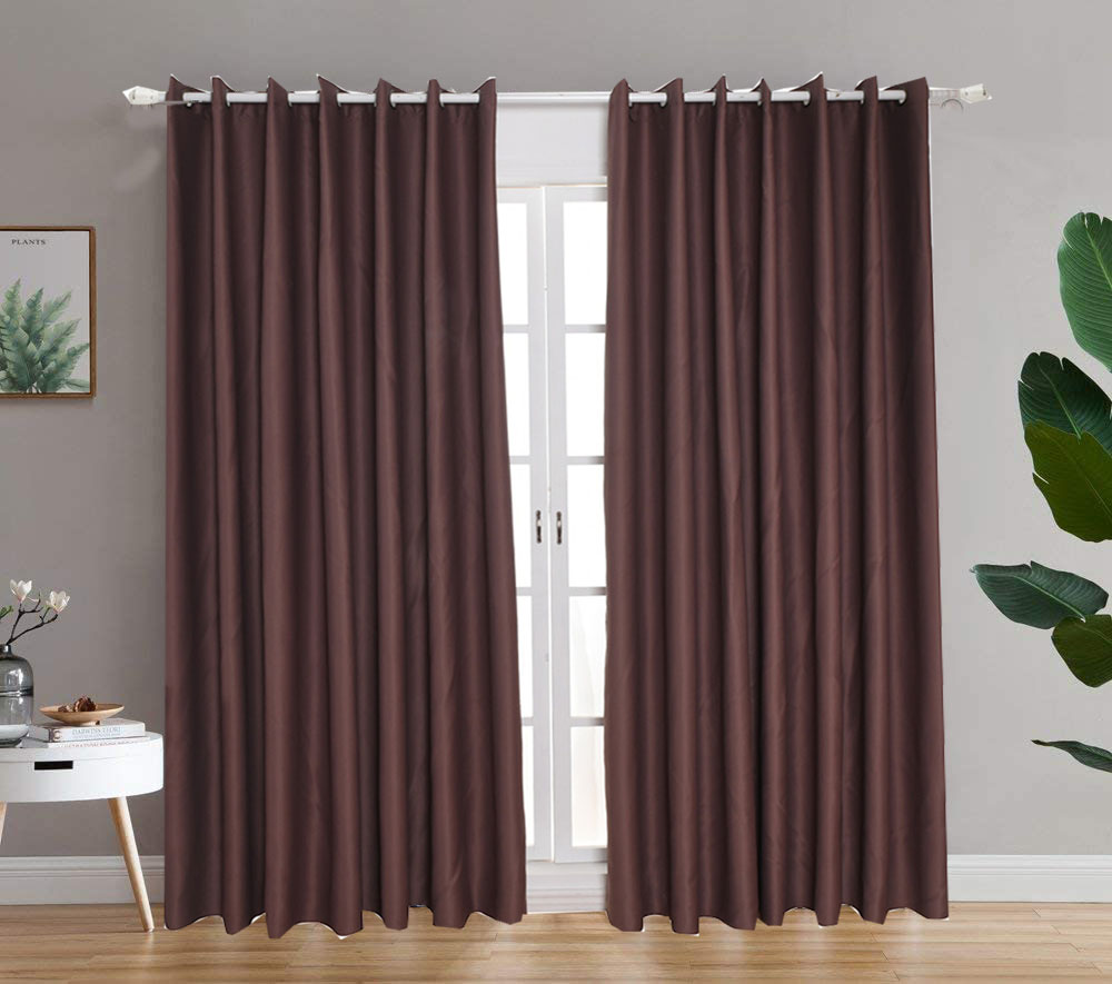 1 Panel Blackout Curtains Thermal Insulated with Grommet Curtains for Bedroom สี สีน้ำตาล สี สีน้ำตาลความกว้าง 100ความยาว 250