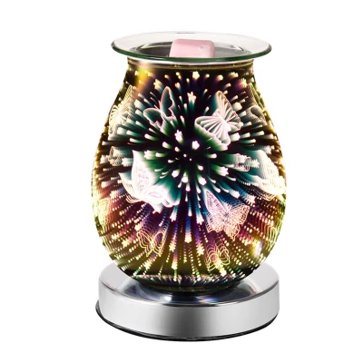 3D Contact Butterfly Aromatherapy Machine Glass Electric Wax Melt Warmer Warmer Essential Oil Aromatherapy Lamp