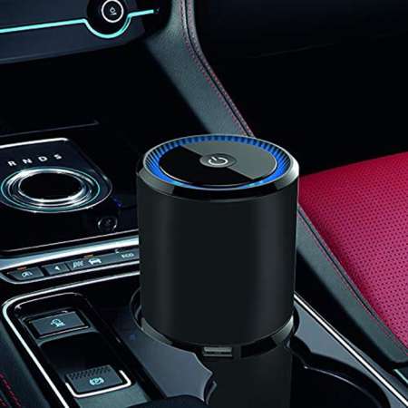 เครื่องฟอกอากาศในรถยนต์ แบบพกพา กรองฝุ่น PM 2.5 ได้ ปรับความชื้นเสียกับที่จุดบุหรี่ในรถ เสียบชาร์ตแบตได้้2ช่อง Car Figo4 Car Home Office USB Air Purifier Cleaner Anion Ionizer Odor Elimin(สีดำ)