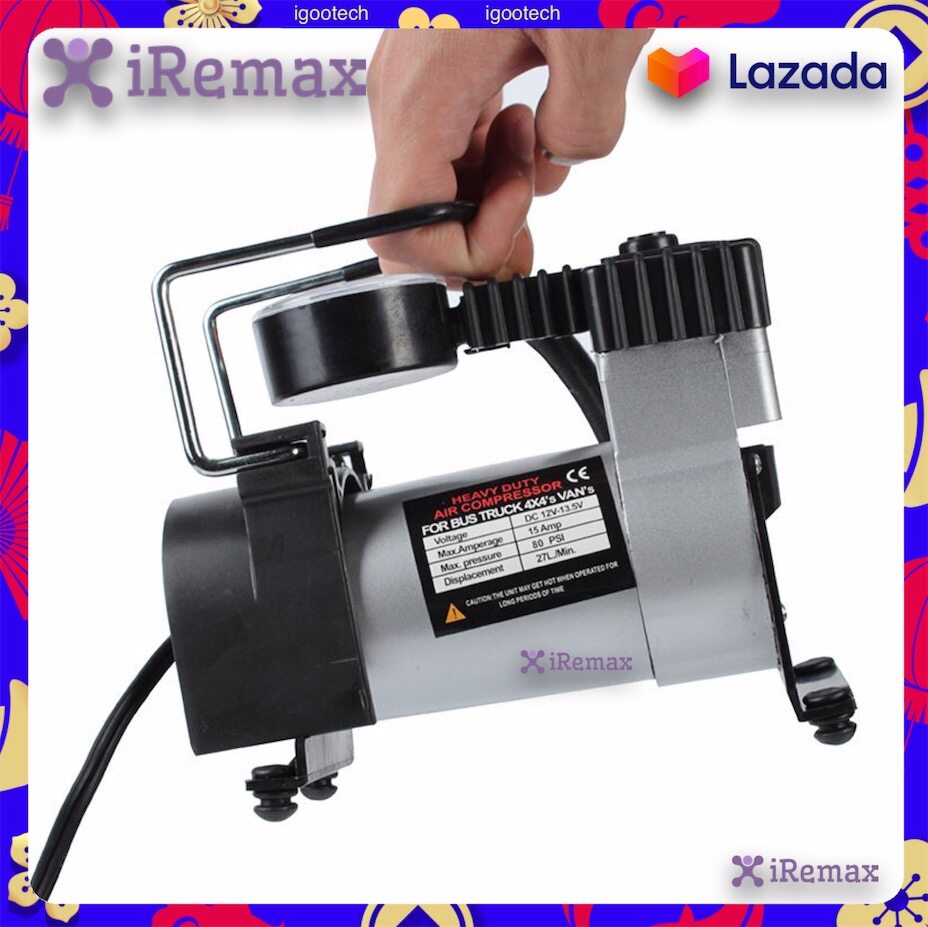 iRemax 12Vปั๊มลมไฟฟ้าติดรถยนต์,ปั๊มลมรถยนต์,150PSIปั๊มลมไฟฟ้าดิจิตอล ปั๊มลมไฟฟ้า ปั๊มลมติดรถยนต์ เครื่องปั๊มลมแบบพกพา รุ่น Car air pump