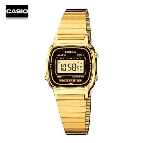 Velashop นาฬิกาข้อมือผู้หญิง Casio สายสแตนเลส รุ่น  LA670WGA-1DF, LA670WGA-1D, LA670WGA-1, LA670WGA - สีทอง