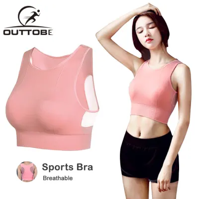 Outtobe Women Sports Bra Professional Shockproof Yoga Underwear Training Fitness Exercise Running Gym Tops Bra No Underwire Workout Bra with Back Mesh