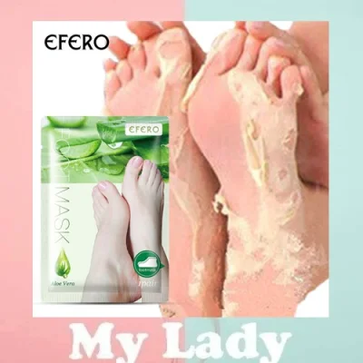 Mylady EFERO Aloe Exfoliating Foot Mask มาร์คเท้า มาร์คลอกเท้า ถุงมาร์คเท้า มาร์คเท้าเนียน สูตรAloe vera แก้เท้าแตก เท้าด้าน EFERO Exfoliating Foot Mask
