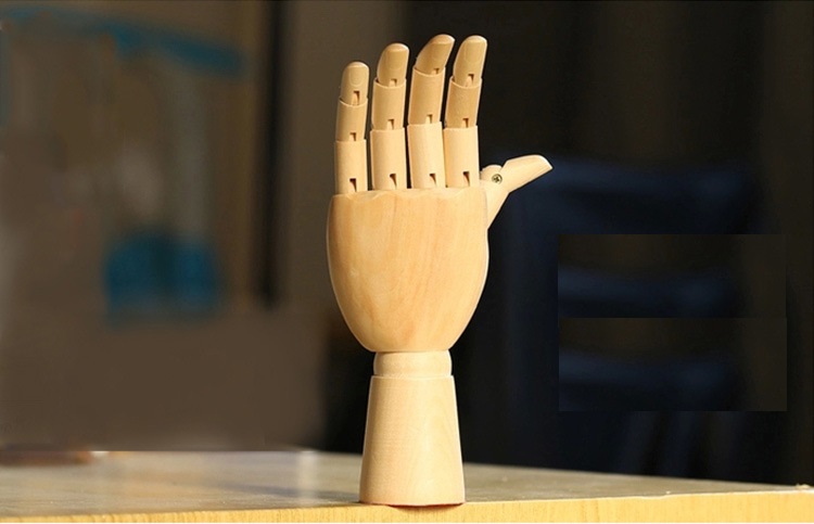 หุ่นไม้ หุ่นมือ จำลองรุปคน ขยับได้  ฟิกเกอร์มนุษย์ สมจริง Wood movable Limbs Human Art joint  สี หุ่นมือขวา 18cm